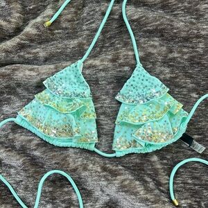 Victoria's Secret Mint Green and Gold Sequin Bikini